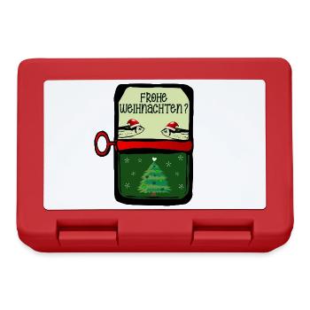 Frohe Weihnachten Fische - Brotdose - Rot - Vorne