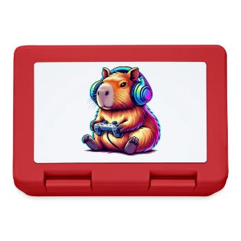 Lustiges Capybara Gaming Wasserschwein Gamer - Brotdose - Rot - Vorne