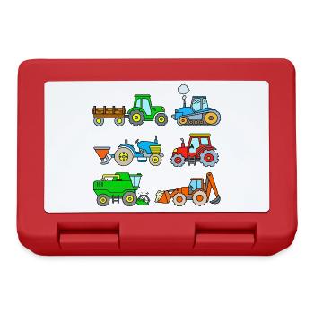 Red Tractor Combine Harvester Excavator Tractor Farm - Lunchbox - red - Front