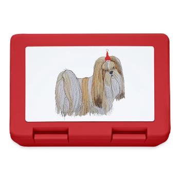 Lhasa Apso Weihnachten - Brotdose - Rot - Vorne