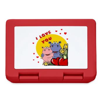 mother's day valentinstabe heart hippo hippo love - Lunchbox - red - Front