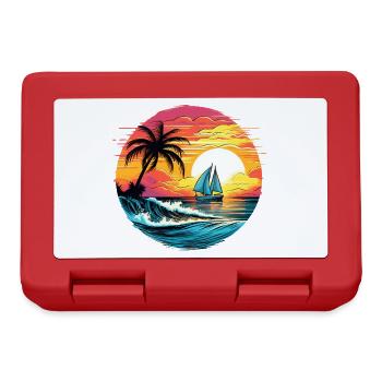 Sailboat, Sailing, Sunset, Sea, Palm trees - Lunchbox - red - Front