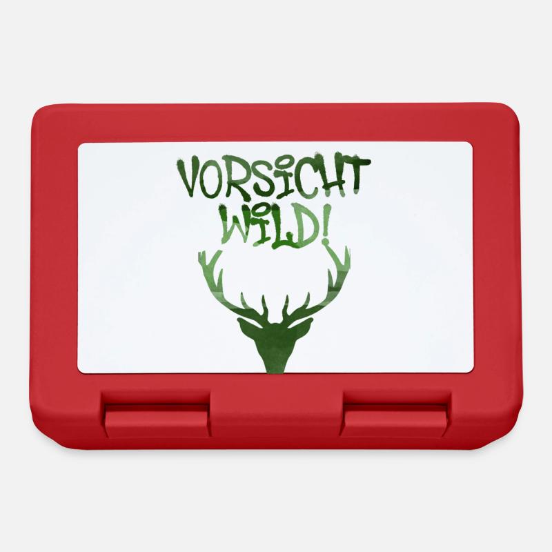 vorsicht wild,graffiti,grün,geweih,hirsch - Brotdose - Rot