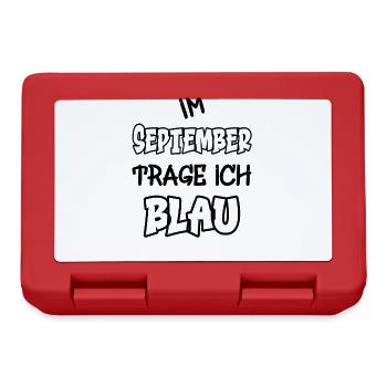 Im September trage ich blau Spruch Farbe - Brotdose - Rot - Vorne