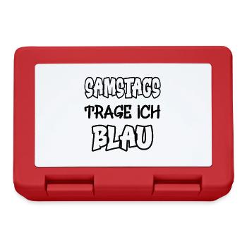 Samstags trage ich blau Spruch Farbenspiel Farbe - Brotdose - Rot - Vorne