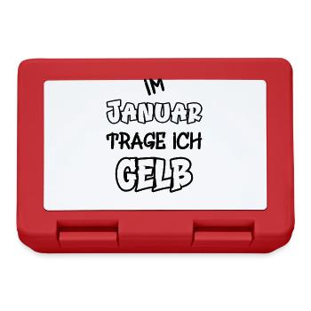 Im Januar trage ich gelb Spruch Farbe gelb - Brotdose - Rot - Vorne