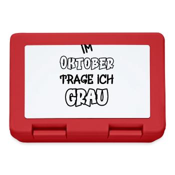 In October I wear gray saying color gray - Lunchbox - red - Front