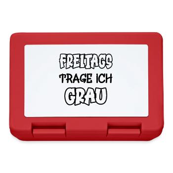 Freitags trage ich grau Spruch Farbe grau - Brotdose - Rot - Vorne