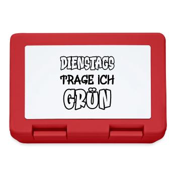 Dienstags trage ich grün Spruch Farbe grün - Brotdose - Rot - Vorne