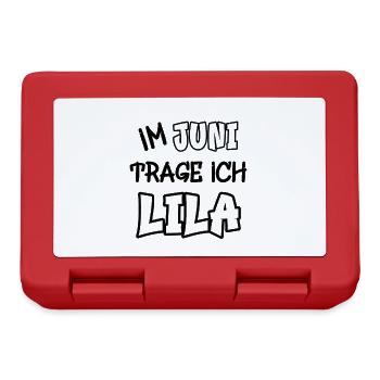 In June I'm wearing purple saying color purple - Lunchbox - red - Front