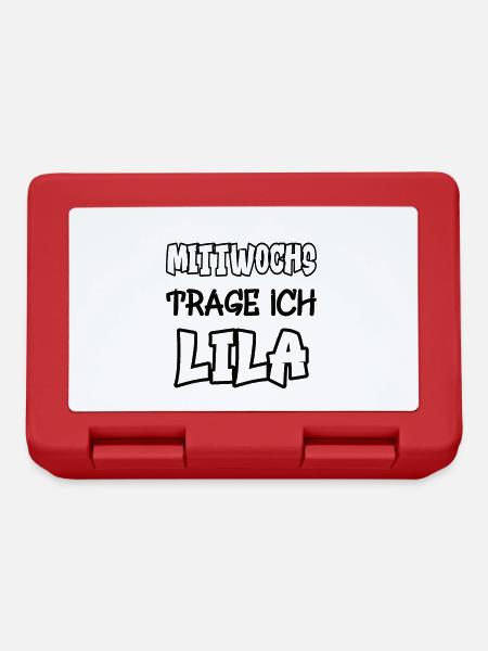 Mittwochs trage ich lila Spruch Farbe lila - Brotdose - Rot