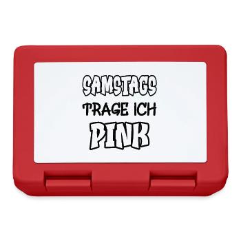 Samstags trage ich pink Spruch Farbe pink - Brotdose - Rot - Vorne