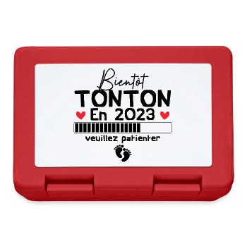 Bientôt tonton en 2023, Cadeau naissance - Boîte à goûter - rouge - Devant