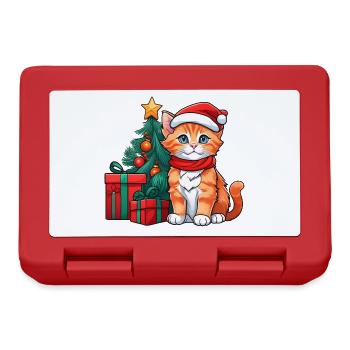 Cute cat baby with santa hat - Lunchbox - red - Front
