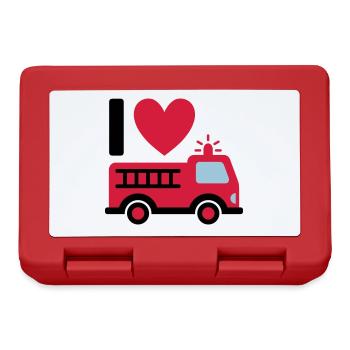 I love firefighters (Feuerwehrauto mit Leiter) - Brotdose - Rot - Vorne