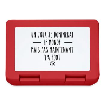 Football Jour Dominerai Monde Citation Humour - Boîte à goûter - rouge - Devant