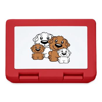 Hunde Familie Kinder Eltern Mutter Vater Papa Mama - Brotdose - Rot - Vorne