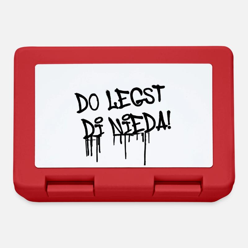 Do legst di nieda, typo,graffiti,spray,schwarz, - Brotdose - Rot