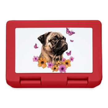 Mops mit Schmetterlingen - Brotdose - Rot - Vorne