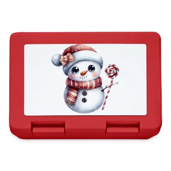 Niedlicher Schneemann mit Lolli - Brotdose - Rot - Vorne
