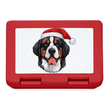 Tête de Noël de chien Saint Bernand - Boîte à goûter - rouge - Devant