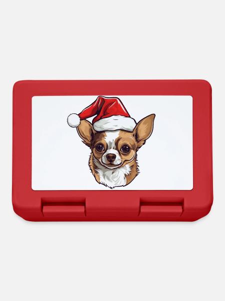Tête de Noël de chien chihuahua - Boîte à goûter - rouge