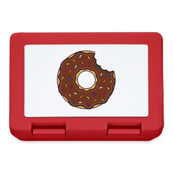 Donut mit Biss in braun mit bunten Zuckerstreuseln - Brotdose - Rot - Vorne