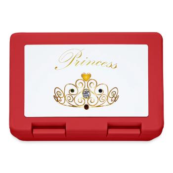 Princess Queen Gold Crown Tiara Gems Beads - Lunchbox - red - Front