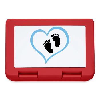 Baby Boy Footprint with Heart - Lunchbox - red - Front