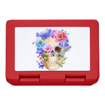 Crâne coloré avec des fleurs de pavot - Boîte à goûter - rouge - Devant