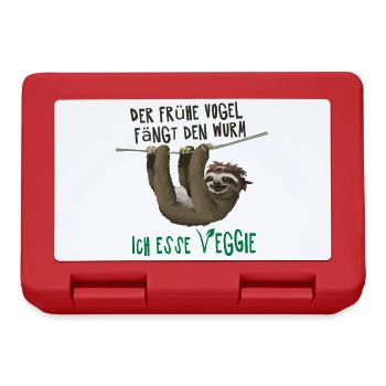 Der frühe Vogel fängt den Wurm, ich esse veggie - Brotdose - Rot - Vorne