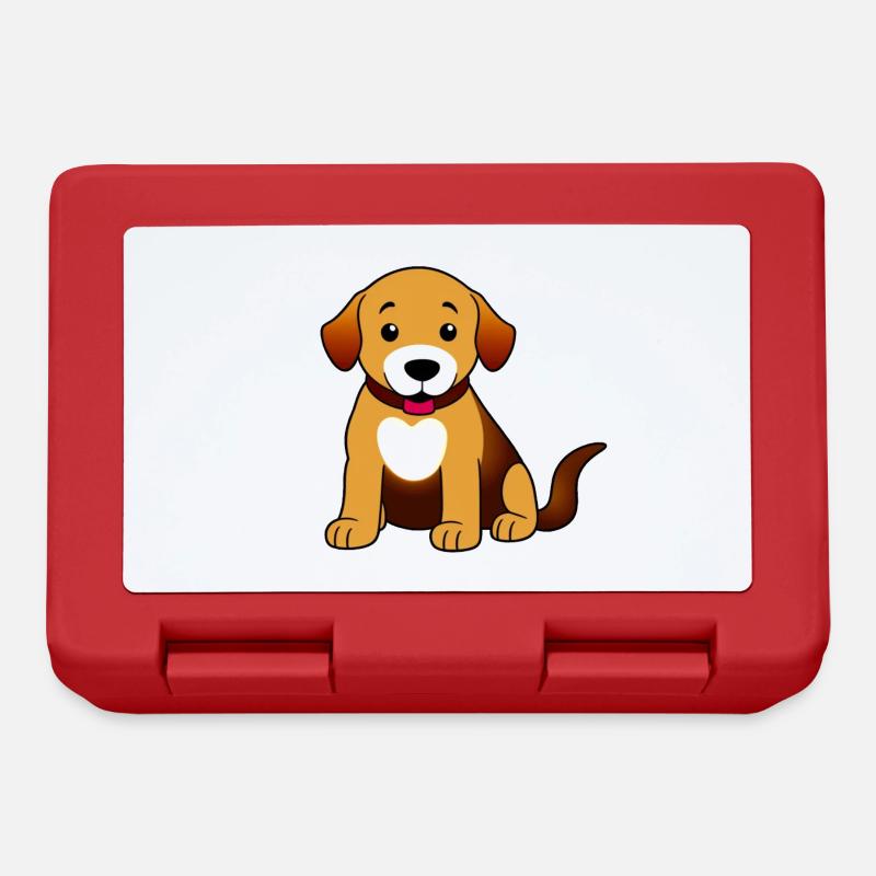 Dog brown sitting - Lunchbox - red