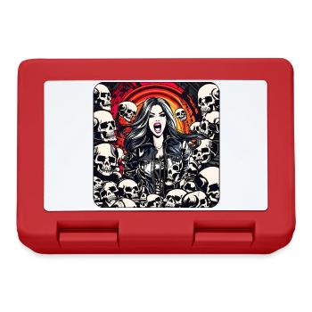 Cool Heavy Metal Woman avec Skulls Gothic - Boîte à goûter - rouge - Devant