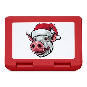 Tête de cochon truie Portrait de Noël - Boîte à goûter - rouge - Devant
