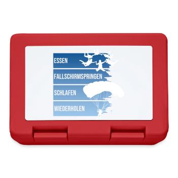 Essen - Fallschirmspringen - Schlafen -Wiederholen - Brotdose - Rot - Vorne
