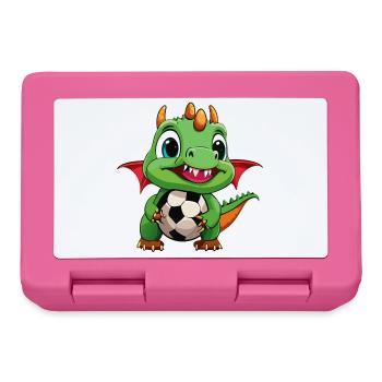 02 Baby Drache mit Fussball Kinderbild lustig - Brotdose - Pink - Vorne