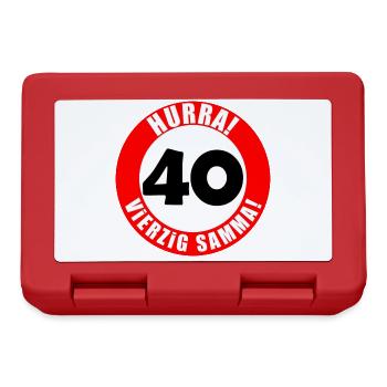 40. Geburtstag Hurra lustiger Spruch - Brotdose - Rot - Vorne