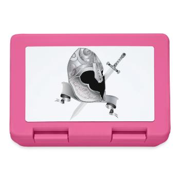 Noble knight's helmet with sword – silver ornament - Lunchbox - pink - Front