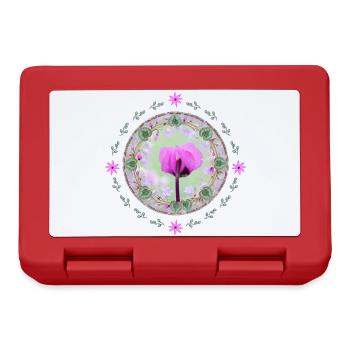 Pink Floral Motif, Pink Floral Pattern - Lunchbox - red - Front