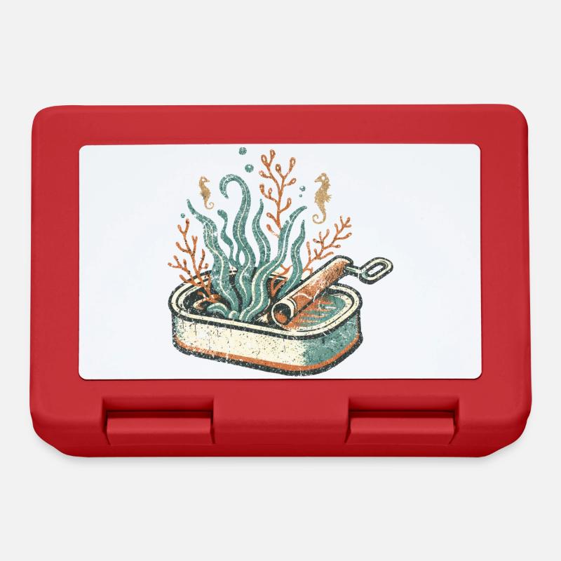 Vintage Sardinendose Seegras – Maritime Ocean Art - Brotdose - Rot