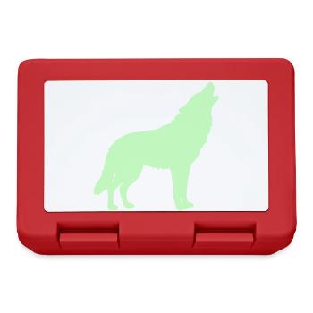 Silhouette de loup vert néon - Boîte à goûter - rouge - Devant