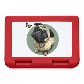 Pug with butterfly - Lunchbox - red - Front