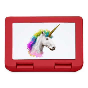 Farbenfrohes Einhorn - Brotdose - Rot - Vorne