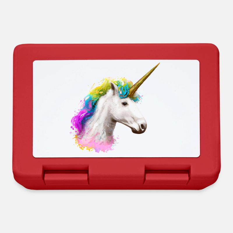 Farbenfrohes Einhorn - Brotdose - Rot