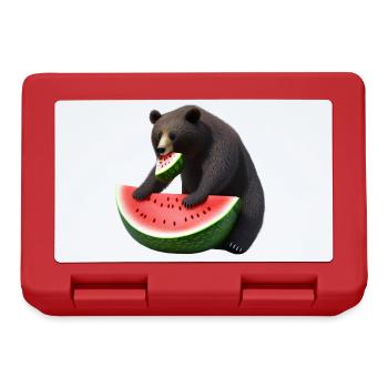 Bär mit Wassermelone - Brotdose - Rot - Vorne