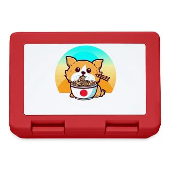 Hund isst Ramen-Nudeln - Brotdose - Rot - Vorne