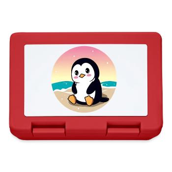 Pingouin de plage au coucher du soleil - Boîte à goûter - rouge - Devant