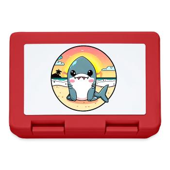 Entspannter Haifisch am Strand - Brotdose - Rot - Vorne