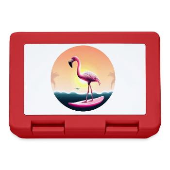 Surfing flamingo in sunset - Lunchbox - red - Front