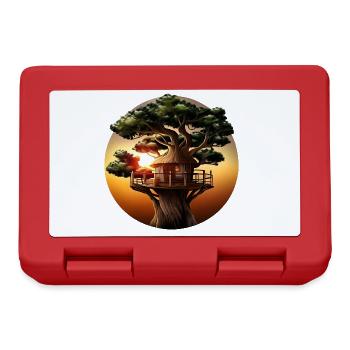 Cabane dans les arbres au coucher du soleil - Boîte à goûter - rouge - Devant